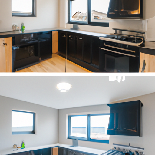 תמונת לפני ואחרי המציגה שינוי מדהים במטבח